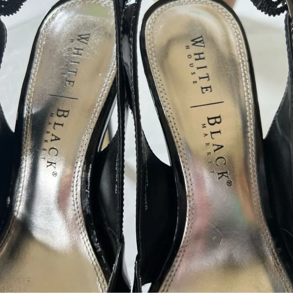 White House Black Market Kara Slingback Black Platform Sandals Size 8M